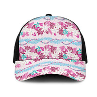Monstera Tiare Plumeria Lei Pattern Mesh Trucker Cap Pink Version