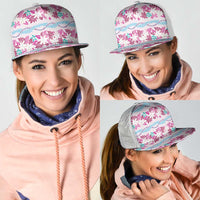 Monstera Tiare Plumeria Lei Pattern Mesh Trucker Cap Pink Version