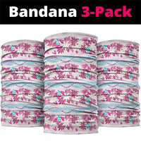 Monstera Tiare Plumeria Lei Pattern Neck Gaiter Pink Version