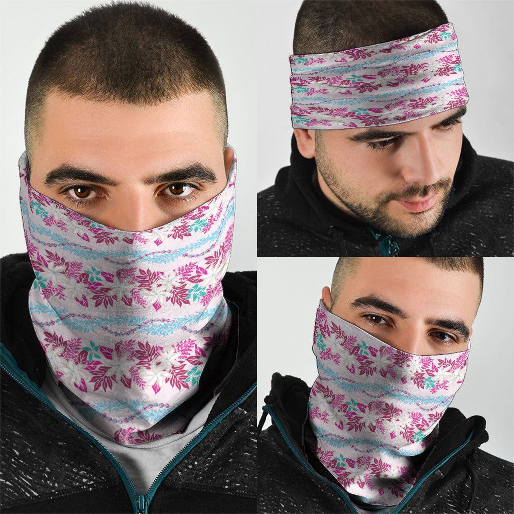 Monstera Tiare Plumeria Lei Pattern Neck Gaiter Pink Version