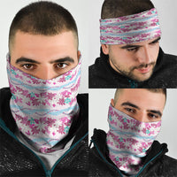 Monstera Tiare Plumeria Lei Pattern Neck Gaiter Pink Version