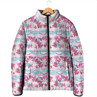Monstera Tiare Plumeria Lei Pattern Padded Jacket Pink Version LT01 - Polynesian Pride