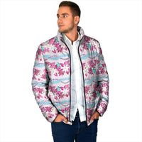 Monstera Tiare Plumeria Lei Pattern Padded Jacket Pink Version LT01 - Polynesian Pride