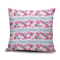 Monstera Tiare Plumeria Lei Pattern Pillow Cover Pink Version