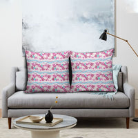 Monstera Tiare Plumeria Lei Pattern Pillow Cover Pink Version