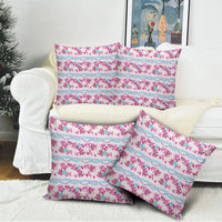 Monstera Tiare Plumeria Lei Pattern Pillow Cover Pink Version