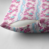Monstera Tiare Plumeria Lei Pattern Pillow Cover Pink Version