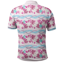 Monstera Tiare Plumeria Lei Pattern Polo Shirt Pink Version