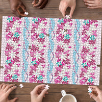 Monstera Tiare Plumeria Lei Pattern Puzzle Pink Version LT01 - Polynesian Pride