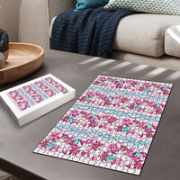 Monstera Tiare Plumeria Lei Pattern Puzzle Pink Version LT01 - Polynesian Pride