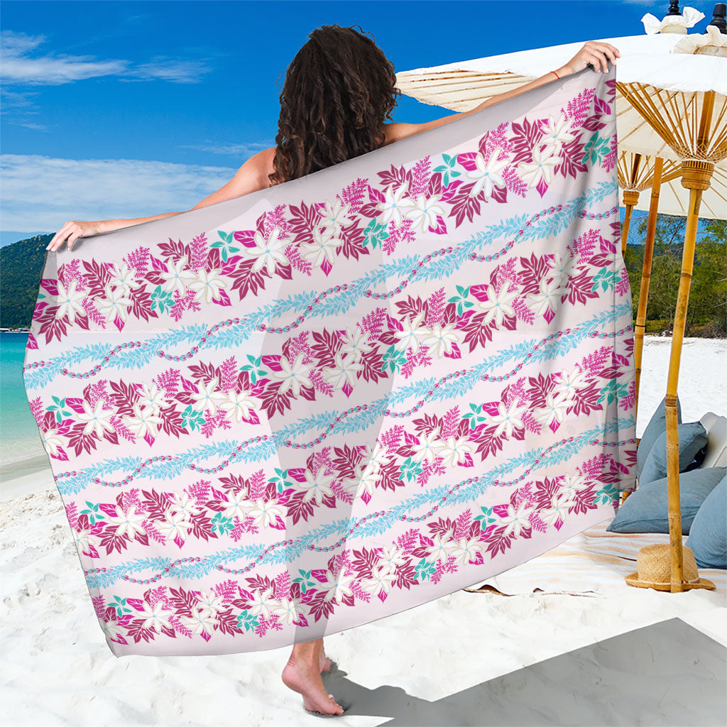 Monstera Tiare Plumeria Lei Pattern Sarong Pink Version