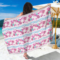 Monstera Tiare Plumeria Lei Pattern Sarong Pink Version