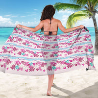 Monstera Tiare Plumeria Lei Pattern Sarong Pink Version