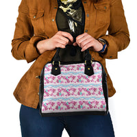 Monstera Tiare Plumeria Lei Pattern Shoulder Handbag Pink Version