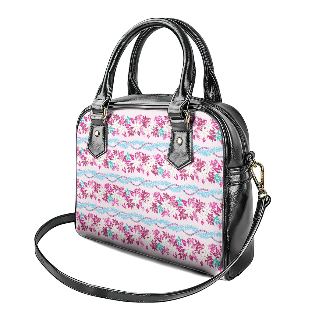 Monstera Tiare Plumeria Lei Pattern Shoulder Handbag Pink Version