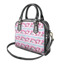 Monstera Tiare Plumeria Lei Pattern Shoulder Handbag Pink Version