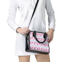 Monstera Tiare Plumeria Lei Pattern Shoulder Handbag Pink Version