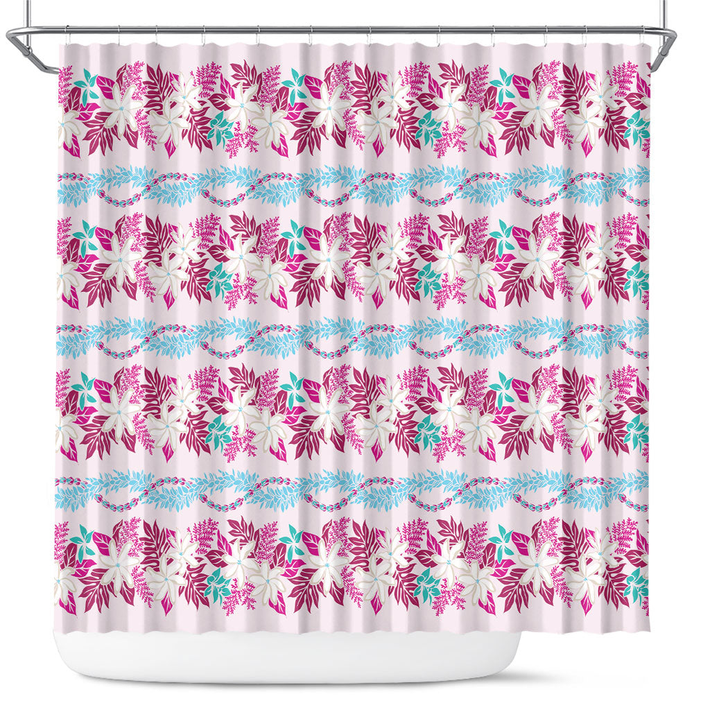 Monstera Tiare Plumeria Lei Pattern Shower Curtain Pink Version LT01 Pink - Polynesian Pride
