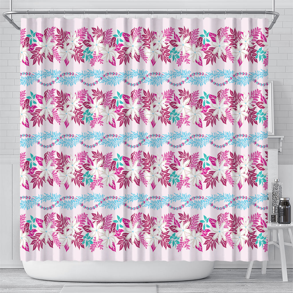 Monstera Tiare Plumeria Lei Pattern Shower Curtain Pink Version LT01 - Polynesian Pride