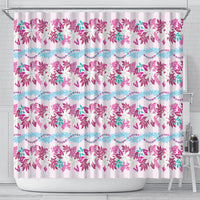 Monstera Tiare Plumeria Lei Pattern Shower Curtain Pink Version LT01 - Polynesian Pride