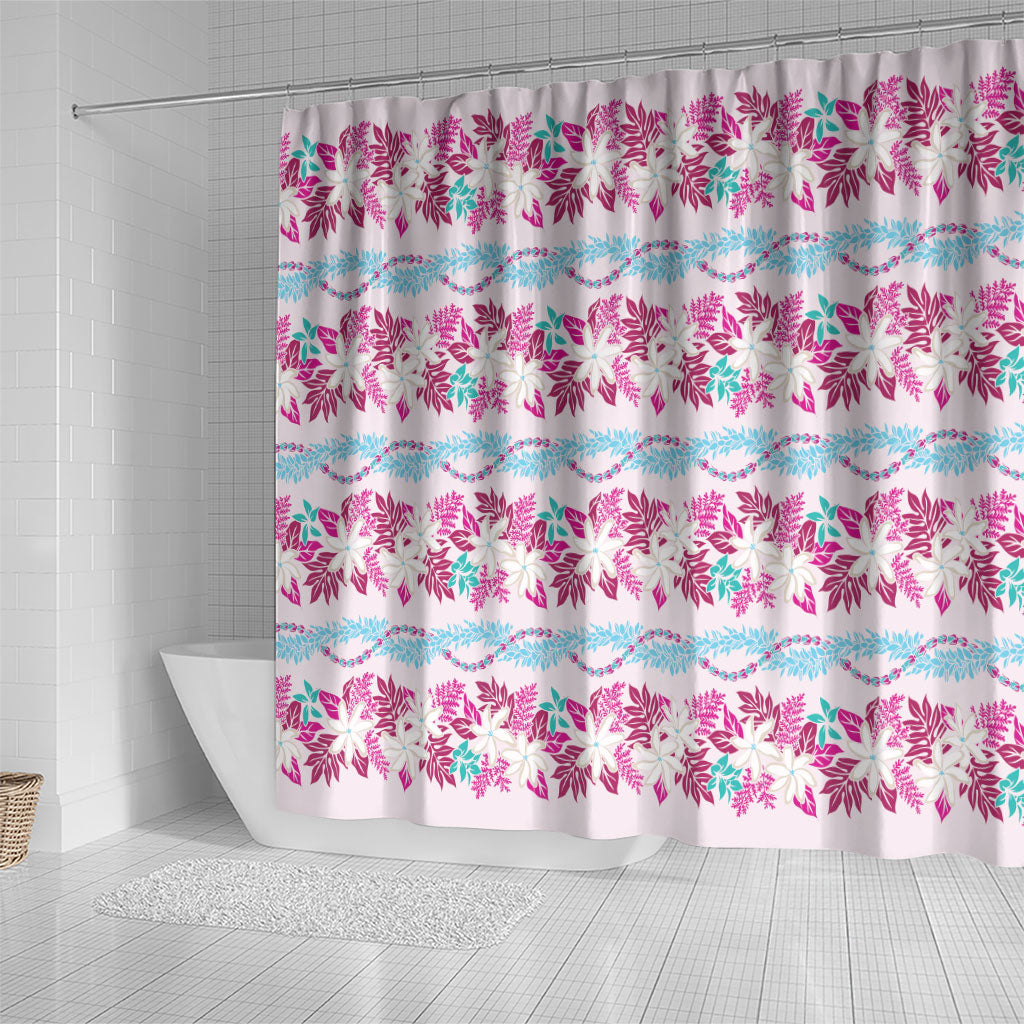 Monstera Tiare Plumeria Lei Pattern Shower Curtain Pink Version LT01 - Polynesian Pride