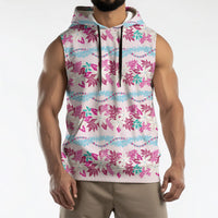 Monstera Tiare Plumeria Lei Pattern Sleeveless Hoodie Pink Version LT01 - Polynesian Pride