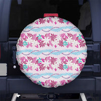 Monstera Tiare Plumeria Lei Pattern Spare Tire Cover Pink Version