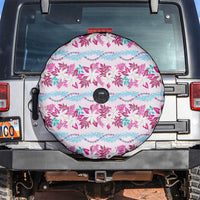 Monstera Tiare Plumeria Lei Pattern Spare Tire Cover Pink Version