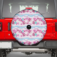 Monstera Tiare Plumeria Lei Pattern Spare Tire Cover Pink Version