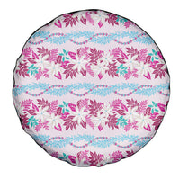 Monstera Tiare Plumeria Lei Pattern Spare Tire Cover Pink Version