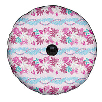 Monstera Tiare Plumeria Lei Pattern Spare Tire Cover Pink Version