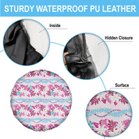 Monstera Tiare Plumeria Lei Pattern Spare Tire Cover Pink Version