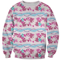 Monstera Tiare Plumeria Lei Pattern Sweatshirt Pink Version