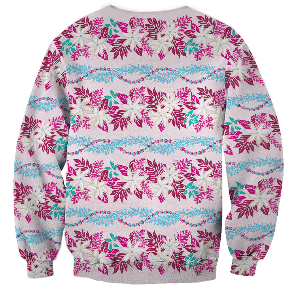 Monstera Tiare Plumeria Lei Pattern Sweatshirt Pink Version