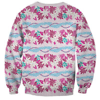 Monstera Tiare Plumeria Lei Pattern Sweatshirt Pink Version