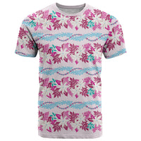 Monstera Tiare Plumeria Lei Pattern T Shirt Pink Version