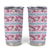 Monstera Tiare Plumeria Lei Pattern Tumbler Cup Pink Version