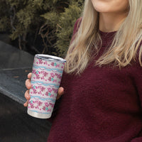 Monstera Tiare Plumeria Lei Pattern Tumbler Cup Pink Version
