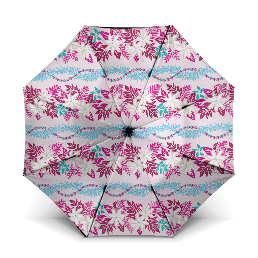 Monstera Tiare Plumeria Lei Pattern Umbrella Pink Version