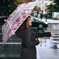 Monstera Tiare Plumeria Lei Pattern Umbrella Pink Version