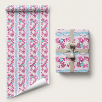 Monstera Tiare Plumeria Lei Pattern Wrapping Paper Pink Version
