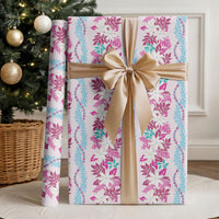 Monstera Tiare Plumeria Lei Pattern Wrapping Paper Pink Version
