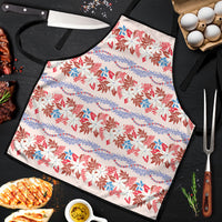 Monstera Tiare Plumeria Lei Pattern Apron Red Version