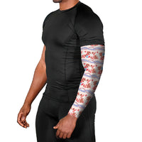 Monstera Tiare Plumeria Lei Pattern Arm Sleeves Red Version