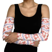 Monstera Tiare Plumeria Lei Pattern Arm Sleeves Red Version