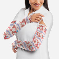 Monstera Tiare Plumeria Lei Pattern Arm Sleeves Red Version
