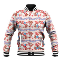 Monstera Tiare Plumeria Lei Pattern Baseball Jacket Red Version
