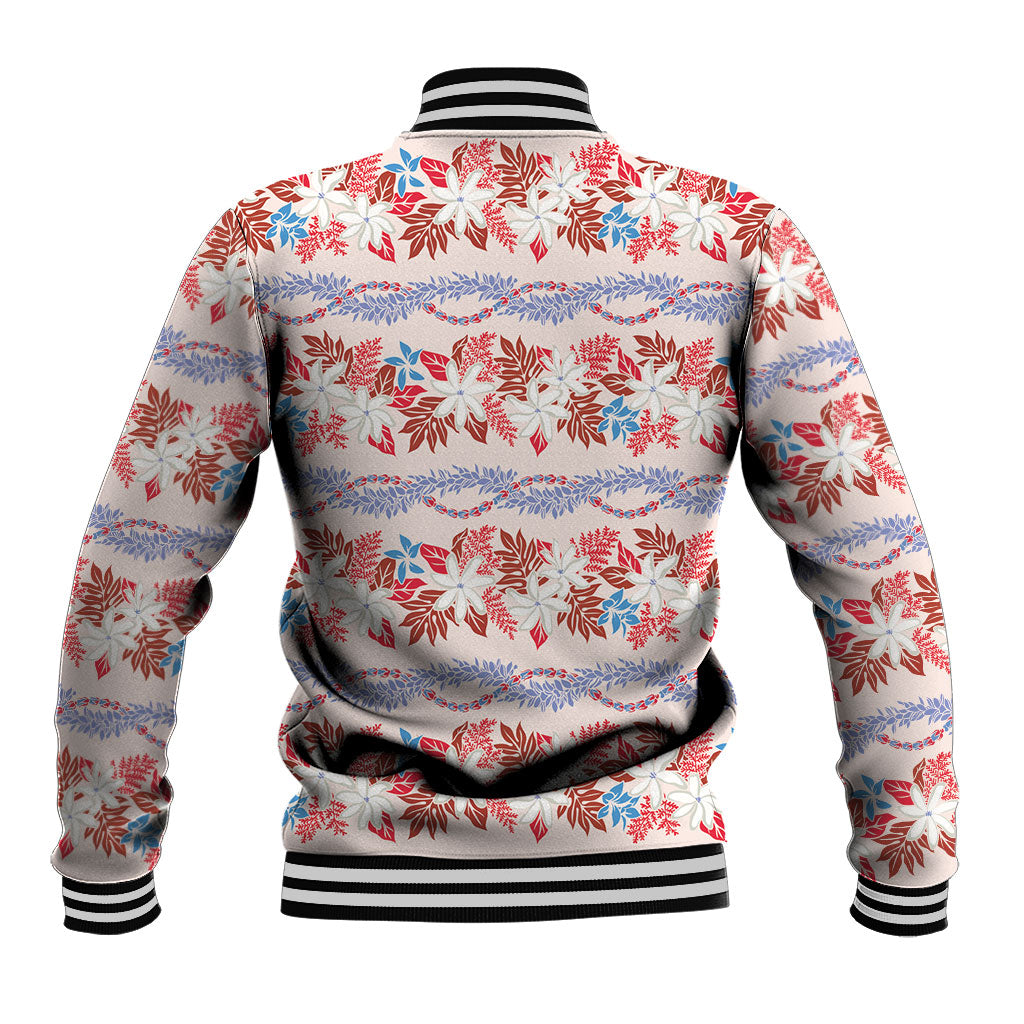 Monstera Tiare Plumeria Lei Pattern Baseball Jacket Red Version