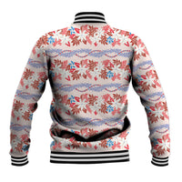 Monstera Tiare Plumeria Lei Pattern Baseball Jacket Red Version