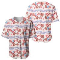 Monstera Tiare Plumeria Lei Pattern Baseball Jersey Red Version LT01 - Polynesian Pride